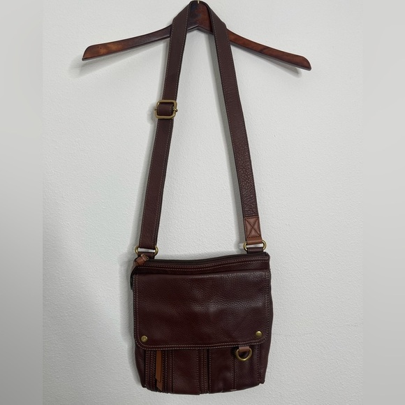 Fossil Morgan Traveler Brown Pebbled Leather Crossbody Purse - Picture 1 of 11